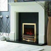 HOMCOM Camino Elettrico da Incasso o da Terra Potenza 1000W / 2000W in Plastica e Metallo 48.2 × 18.5 × 59.2cm Oro(m-2)