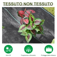 Outsunny Telo per Pacciamatura 50x1 m in PP Drenante e Traspirante per Orto, Serra e Giardino, Nero(m-5)