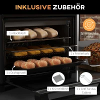 HOMCOM Minibackofen, Heißluftfritteuse, 40-220° C, 12 Programme, Zubehör, Schwarz(m-6)