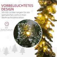 HOMCOM 1,8 m künstliche Weihnachtsgirlande mit Lichterkette Blumendekoration Grün(m-5)