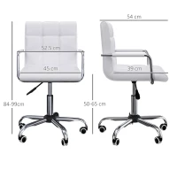 HOMCOM Bürostuhl im Retrodesign, höhenverstellbar, 5 Rollen, 52,5 cm x 54 cm x 99 cm, Weiß(m-3)