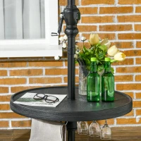 Outsunny Table de parasol plateau à table ronde 60 cm avec trou pour parasol pour plage, terrasse, jardin, piscine noir(m-2)