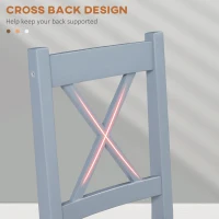 HOMCOM Dining Chairs Set of 2, Pine Wood Kitchen Chairs with Cross Back, Solid Structure for Living Room and Dining Room, Grey(m-5)