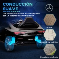 AIYAPLAY Coche Eléctrico para Niños de +3 Años Mercedes-benz AMG CLA 45 con Batería 12V Mando a Distancia Faros Música Negro(m-7)