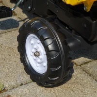 HOMCOM Kinderbagger, kippbare Baggerschaufel, koppelbarer Anhänger, 3-6 Jahre, Stahlrahmen, gelb, 142 x 42 x 51,5 cm(m-7)