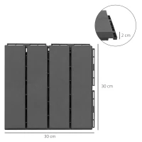 Outsunny Set de 9 Baldosas Cuadradas de 30x30 cm con Área de 0,81 m² Losetas Sistema de Clic para Balcón Terraza Jardín Negro(m-3)