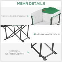 Outsunny Campingstuhl Klappstuhl Regiestuhl Tisch mit Getränkehalter Tragbar Oxford-Gewebe 83 x 64 x 90 cm Weiß+Grün(m-7)