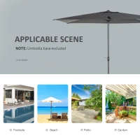 Outsunny 3 x 2m Garden Parasol Umbrella, Outdoor Market Table Umbrella with Aluminium Pole & Crank, Rectangular Tilting Parasol Sun Shade Canopy, Grey(m-7)