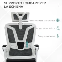 Vinsetto Sedia da Ufficio Ergonomica ad Altezza Regolabile con Poggiapiedi e Poggiatesta, 66x58x110-118 cm, Nero(m-6)