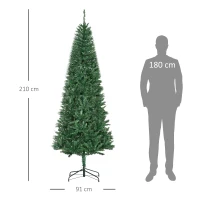 HOMCOM Sapin de Noël Artificiel 210H cm 865 Branches épines Imitation Nordmann Grand réalisme Vert(m-3)