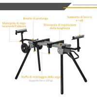 DURHAND Cavalletto Supporto per Sega Troncatrice Universale Estensibile e Pieghevole, Capacità 150kg, Nero e Argento(m-6)