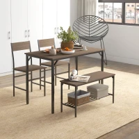 HOMCOM Four-Piece Dining Set, With Table, Chairs and Bench(m-2)
