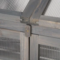 Outsunny Mini-Gewächshaus, kleines Treibhaus mit Holzrahmen, Fenster und Doppeltür, 3 Regale, 70L x 50B x 120H cm, Grau(m-9)