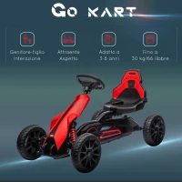 HOMCOM Go Kart a Pedali per Bambini 3-8 Anni con Sedile Regolabile e Ruote in EVA, 100x58x58.5 cm, Rosso Nero(m-7)
