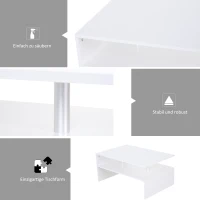 HOMCOM Beistelltisch Couchtisch moderner Kaffeetisch stabiler Teetisch Wohnzimmertisch mit praktischer Ablage, E1 Spanplatte, Aluminium, Weiß , 90 x 60 x 42 cm(m-4)