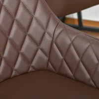 HOMCOM Set of 2 Bar stools Retro PU Leather Bar Chairs w/ Footrest Metal Frame Comfort Support Stylish Dining Seating Home Brown(m-8)