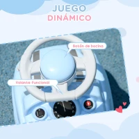 AIYAPLAY Coche Correpasillos con Volante Bocina y Sistema de Antivuelco Carga 25 kg 53x25x35 cm Azul Claro(m-5)