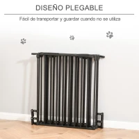 PawHut Barrera de Seguridad para Mascotas de 5 Paneles Plegable 300 cm con Cierre Inteligente para Escalera Pasillo Negro(m-5)