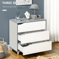 HOMCOM Drawer Chest, 3-Drawer Storage Cabinet Unit with Pine Wood Legs for Bedroom, Living Room, 75cmx42cmx75cm, White(m-5)