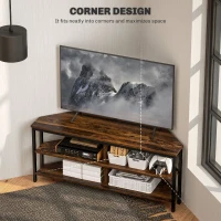 HOMCOM Industrial-Style Corner TV Unit - Black/Brown(m-4)