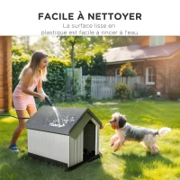 PawHut Niche pour chien pour l'extérieur, abri étanche avec fenêtre, en plastique, 62L x 61P x 60Hcm, gris(m-5)