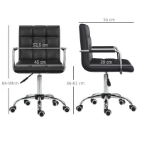 HOMCOM Bürostuhl im Retrodesign, höhenverstellbar, 5 Rollen, 52,5 cm x 54 cm x 99 cm, Schwarz(m-3)