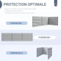 Outsunny Paravent brise-vent de camping portable pliable avec sac de transport et poteaux en acier dim. 540 cm x 150 cm(m-4)