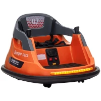 HOMCOM Bumper Car, 360° Rotation Spin 12V Kids Electric Car with Lights, Music, for Ages 1.5-5 Years - Orange(m-1)