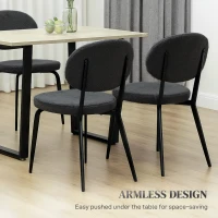 HOMCOM Set of Four Boucle Dining Chairs - Black(m-7)