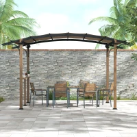 Outsunny Pergola tonnelle de jardin avec comptoir toit en forme d'arche - cadre en aluminium et acier dim. 4L x 2,6l x 2,4H m(m-7)