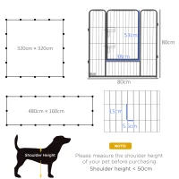 PawHut 16 Panels Heavy Duty Puppy Playpen, for Small and Medium Dogs, Indoor and Outdoor Use - Grey(m-3)