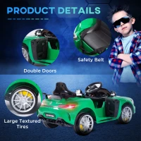 HOMCOM 12V Licensed Mercedes Benz Ride-On Car, with Lights, Remote, Music, Horn, for Ages 3-5 Years, Green(m-7)