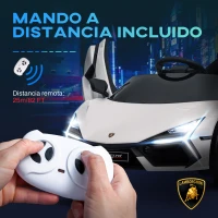 AIYAPLAY Coche Eléctrico para Niños de +3 Años Lamborghini Revuelto con Mando a Distancia Faros LED Bocina Música Blanco(m-8)