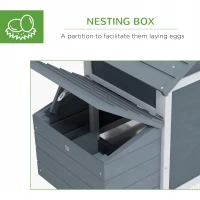 PawHut Small Chicken Coop with Run Hen House Poultry Coops Cages Nesting Box Grey 150.5 x 54 x 87cm(m-6)