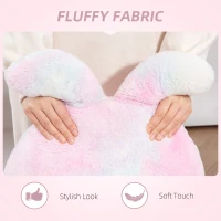 HOMCOM Fuzzy Office Chair with Bunny Ears, Faux Fur Swivel Desk Chair, Armless Makeup Vanity Chair with Adjustable Height for Bedroom, Study Room, Colourful(m-5)