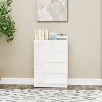 HOMCOM Chest of Four High Gloss Front Drawers - White(m-7)