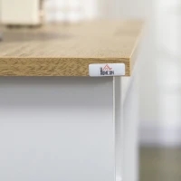 HOMCOM Kücheninsel, Küchenschrank, 5 Regale, 3 Seitenfächer, Weiß + Natur(m-8)