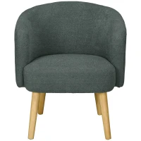 HOMCOM Poltrona Moderna a Botte in Tessuto Teddy con Imbottitura e Gambe in Legno, Verde Scuro(m-10)