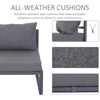 Outsunny 6 PCs Outdoor Indoor Sectional Sofa Set Thick Padded Cushions Aluminium Frame 5 Seaters 1 Coffee Table Footrest Grey(m-5)