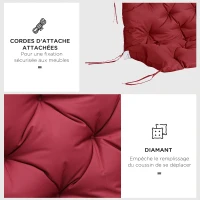 Outsunny Coussin Matelas Assise Dossier pour Banc de Jardin balancelle canapé 3 Places Grand Confort 150 x 98 x 8 cm Rouge(m-6)