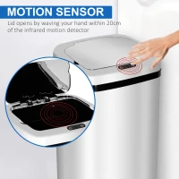 HOMCOM 50L Infrared Touchless Automatic Motion Sensor Dustbin Stainless Steel Trash Can Home Office(m-5)