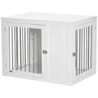 PawHut 2-in-1 Dog Cage and Side Table, with Two Lockable Doors, for Medium  Large Dogs - White(m-11)