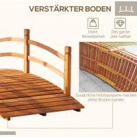 Outsunny Gartenbrücke 1,85 m Holzbrücke begehbar Holzsteg Teichbrücke Zierbrücke mit Geländer bis 200 kg Massivholz Orange(m-5)