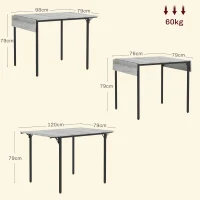 HOMCOM Four-Person Drop Leaf Dining Table - Grey(m-3)