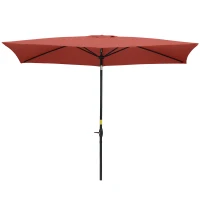 Outsunny 2 x 3(m) Garden Parasol Umbrella, Rectangular Outdoor Market Umbrella Sun Shade with Crank & Push Button Tilt, 6 Ribs, Aluminium Pole, Wine Red(m-11)