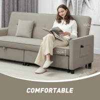 HOMCOM Three-Person Velvet-Feel Sofa Bed - Beige(m-7)