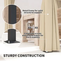 Outsunny 3 x 3m Retractable Roof Pergola, with Curtains - Khaki(m-6)