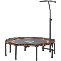 HOMCOM Fitness-Trampolin, Trampolin für Kinder und Erwachsene, Gartentrampolin, Stahl+Kunststoff+EVA, Orange+Schwarz, 122 x 122 x 122-138 cm(m-10)
