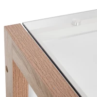 HOMCOM Scrivania Moderna di Design in Legno e Vetro Temperato con Cassetto, Bianca e Color Legno, per Ufficio, 120x60x75cm(m-9)