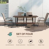 Outsunny Set of Four Stackable Mesh Seat Chairs - Grey(m-4)